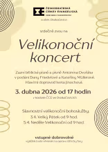 Plakát na Velikonoční koncert v kostele ČCE ve Dvakačovicích, 3. dubna 2026 od 17 hodin