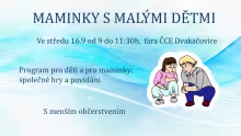 Kreslená ilustrace dospělého a dítěte v rozhovoru, nad kterou je nadpis Maminky s malými dětmi.